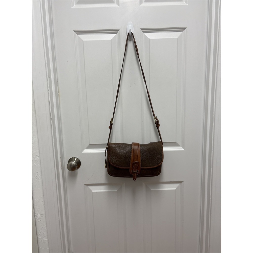 Vintage Dooney and Bourke All Weather Saddle Bag Leather Crossbody Purse Brown